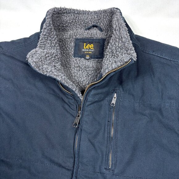 Lee Premium Select Black Canvas Sherpa-Lined Vest Winter Work Wear Mens 2XL - Picture 2 of 11